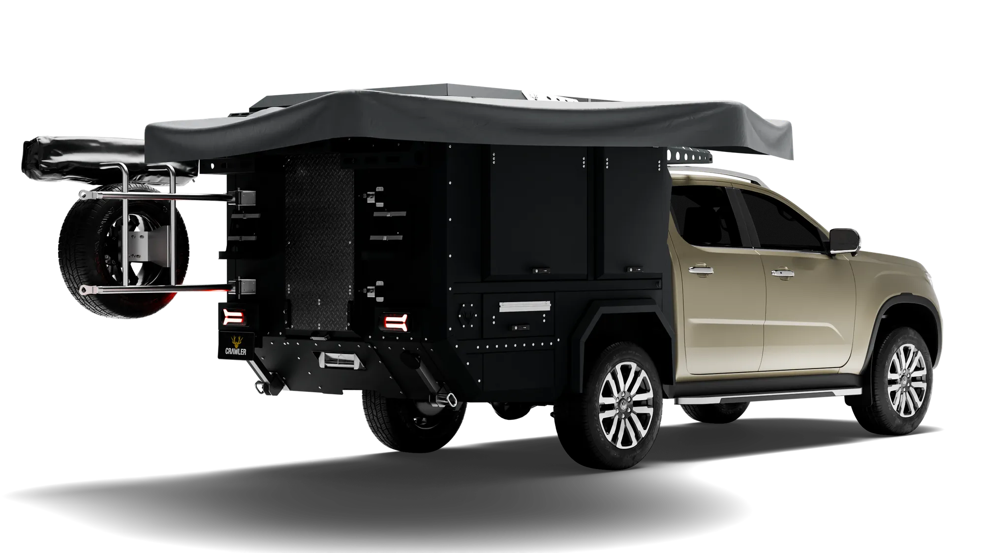 Crawler KMP 190 Volkswagen Amarok — tente açık kamp kurulumu