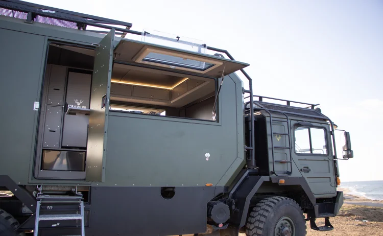 Crawler OTAG 620 — viewing hatch open, interior lights on
